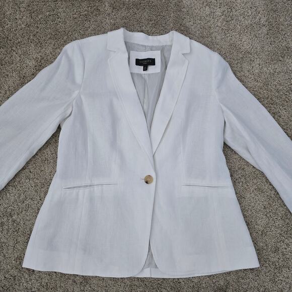 Talbots Women’s 100% Linen Blazer White Size 8P Single Button Lined NWOT - Picture 4 of 8
